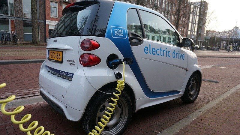 Smart car at a charging station